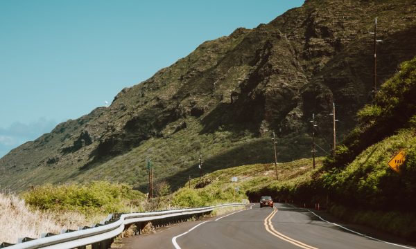 highway, mountain and a car