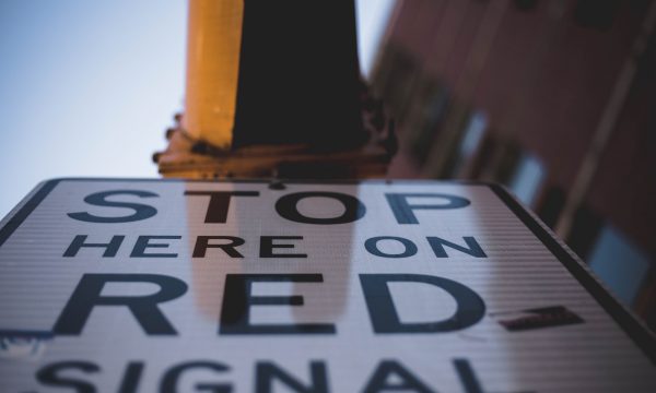 Stop here on red signal sign