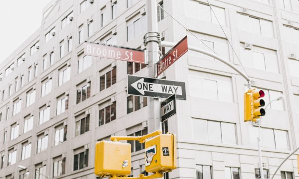 Streets and one way sign