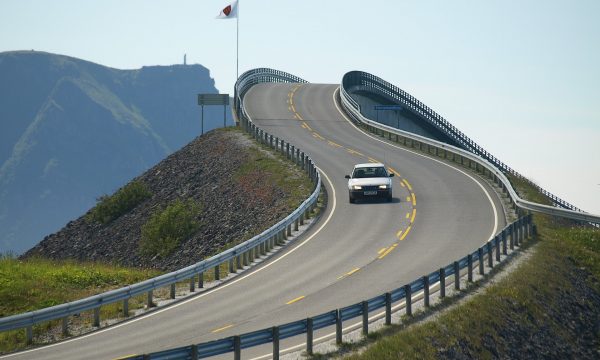 highway and a car going down